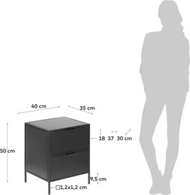 Czarna stalowa szafka nocna Shantay – Kave Home
