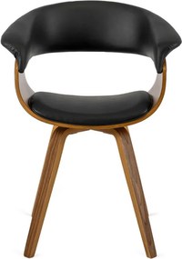 Krzesło Tapicerowane z Drewna Giętego Do Jadalni OHIO Czarne Ekoskóra Nowoczesne Loft