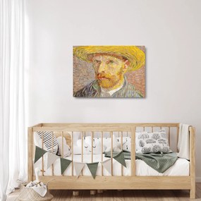 Obraz na szkle - Vincent van Gogh, Self-Portrait with a Straw Hat (The Potato Peeler), reprodukcje (70x50 cm)