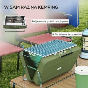 Outsunny Grill Stołowy z Rusztem Zielony 47x30x28cm | Aosom PL