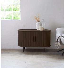 Brązowa komoda w dekorze dębu z drzwiami przesuwnymi 120x76x45 cm Nola – Unique Furniture