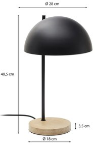 Czarna/w naturalnym kolorze lampa stołowa z metalowym kloszem (wysokość 48,5 cm) Catlar – Kave Home