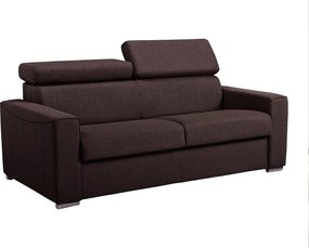 Kanapa 2-osobowa rozkładana typu express z brązowej tkaniny z siedziskiem z pianki z pamięcią kształtu - pow. spania 120 cm - Materac 16 cm z pianki i z siedziskiem z pianki z pamięcią kształtu VIZIR