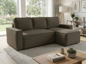 Rozkładana narożna sofa SMART BOUCLE 232x143 cm, szarobrązowa, uniwersalna