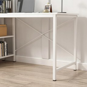 Nowoczesne białe biurko w stylu loftowym z półką – 120 x 55 x 110 cm