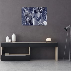 Obraz - Zebry wśród liści (70x50 cm)