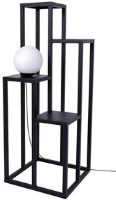 Czarny metalowy stojak na kwiaty z lampą Z0-F44
