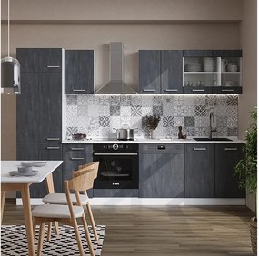 Aneks kuchenny czarny beton/biały 300x46x81.6 r-line