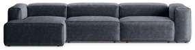 Szaroniebieski sztruksowy narożnik (lewostronny/z szezlongiem) Bergamo – Cosmopolitan Design