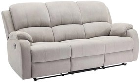 Kanapa 3-osobowa z funkcją relax z jasnoszarej mikrofibry - BRODY