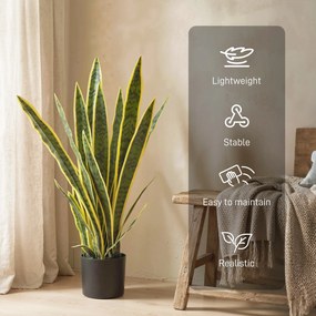 Outsunny Sztuczna sansewieria duża 77 cm, roślina w doniczce, idealna do salonu lub na prezent | Aosom PL