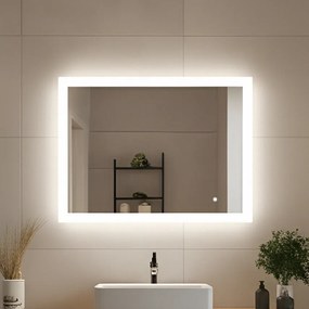 Prostokątne lustro do łazienki z oświetleniem LED 80x60\100x70\120x70\60x80\70x100\70x120 cm z Dual color, Włącznik dotykowy