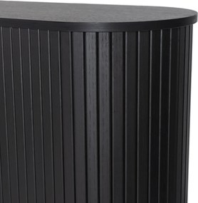 Owalna komoda z lamelami i przesuwnymi frontami Trish 180 cm, czarna