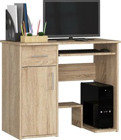 Biurko komputerowe AKORD JAY Dąb Sonoma 90 cm 1 drzwi 1 szuflada kolor Dąb Sonoma mat 3 półki 90x50x74 cm