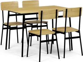 Zestaw jadalniany Industrial z 4 krzesłami, 110 x 70 x 76 cm, dąb dziki