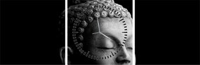 Obraz - Budda, portret (z zegarem) (90x30 cm)