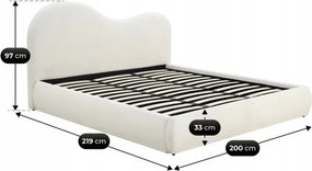 Łóżko Tapicerowane 180x200 cm TALINN ze Stelażem i Pojemnikiem Dwuosobowe Boucle Japandi