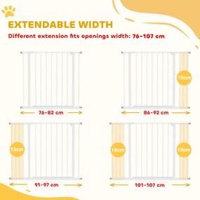 PawHut Barierka Ochronna dla Zwierząt Psów Metal Regulowana Biała 72107x76 cm | Aosom PL