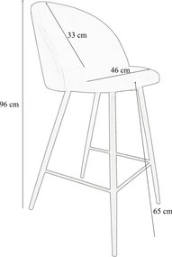 Hoker Colin krzesło barowe tkanina Welur podstawa metalowa : Kolor nogi - Biały profil, Kolor tkaniny - VELVET - MG06, Typ siedziska - Siedzisko stałe
