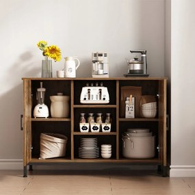 Komoda z szufladami i otwartymi półkami 100x70x35 cm – Vintage brązowa, styl rustykalny