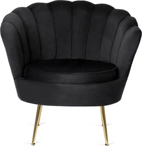 Fotel Wypoczynkowy do Salonu ANGEL Muszelka Czarny Welurowy Nowoczesny