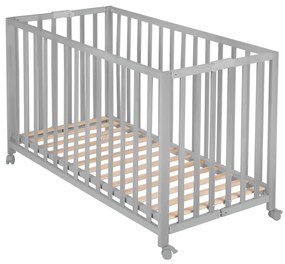 Szare łóżeczko na kółkach 60x120 cm Fold up – Roba