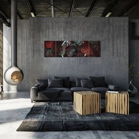 Obraz - Neonowe koło między palmami (170x50 cm)