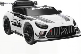 AIYAPLAY Elektryczny samochód Mercedes, Pojazd na siedzenie dla dzieci, Akumulator 12V, światła LED, funkcja muzyczna, klakson, 3-8 lat, Biały