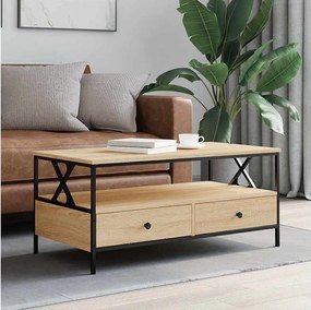 Stolik kawowy dębowy sonoma 100x51x45 cm z przechowalnią z drewna inżynieryjnego