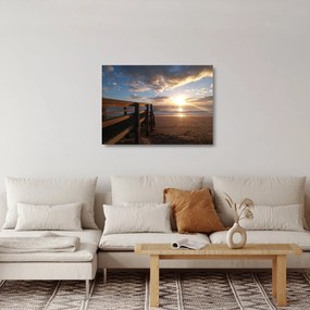 Obraz na szkle - molo, plaża i morze (70x50 cm)