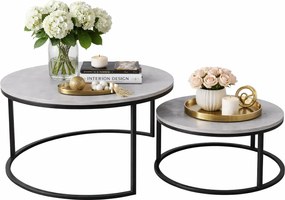 Komplet dwóch stolików kawowych loft szary + czarny B5-F29
