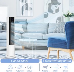 HOMCOM Wentylator Kolumnowy, Klimatyzator kolumnowy, Obrót o 52 stopnie, Cicha praca, 3 tryby pracy, 3 prędkości