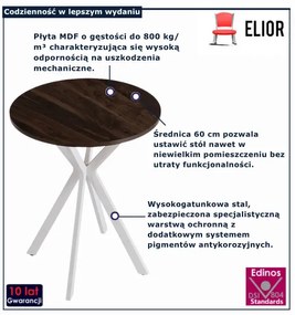Okrągły orzechowy stolik na białej nodze 60cm - Kaxi 4X