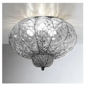 SIRU - Lampa sufitowa SULTANO 3xE14/40W/230V pr.34 cm przezroczysta/czarna szkło weneckie