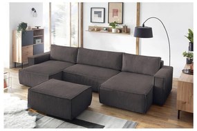 Ciemnobrązowy sztruksowy puf Nihad – Bobochic Paris