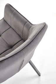 Krzesło do jadalni obrotowe z podłokietnikami popiel welurowe K588