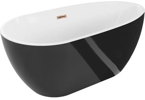 Mexen Eos wanna wolnostojąca 150 x 75 cm, biała/czarna, przelew różowe złoto - 52471507575-60
