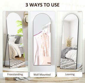 HOMCOM Pełnowymiarowe Lusterko bez Ramy, Wolnostojące/Montaż Ścienny, Metalowy Stojak, 50x150 cm, Czarne