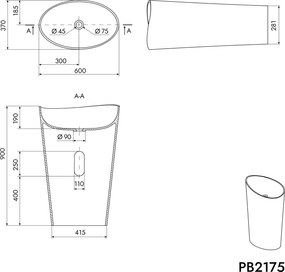 Umywalka stojąca PB2175 WAVE