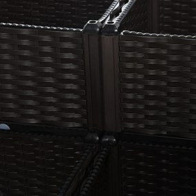 Outsunny podwyższona grządka 4-częściowa skrzynia na rośliny z otworami odpływowymi, skrzynki na kwiaty o wyglądzie rattanu, PP, brązowy