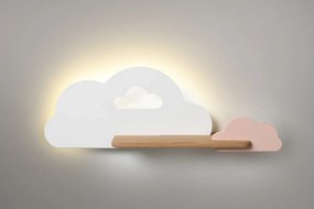 Biało-różowa lampka dziecięca ścienna z półką - K001-Olden