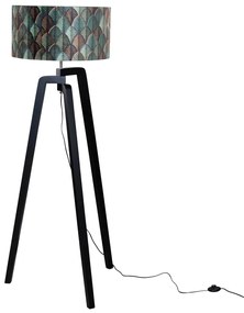 Lampa podłogowa czarna z aksamitnym abażurem w kształcie liści 50cm - Puros klasyczny/Antyczny Oswietlenie wewnetrzne
