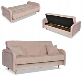 Kanapa sofa Merivo rozkładana wersalka f spania pojemnik Family różowa