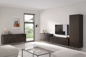 Komoda Teofil – nowoczesna komoda do salonu z laminowanym drewnem i metalowymi detalami