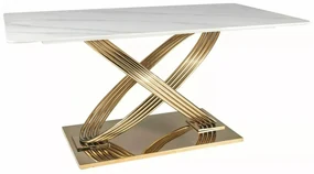 Stół HERMES 160x90 biały marmur/złoty SIGNAL
