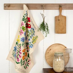 Beżowa bawełniana ścierka Rex London Wild Flowers, 50 x 70 cm