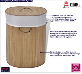 Owalny bambusowy kosz na pranie T1-T70