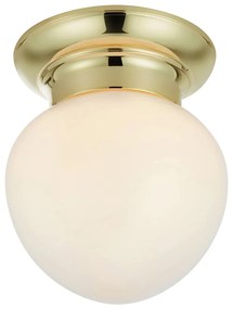 Lampa sufitowa w biało-mosiężnym kolorze ze szklanym kloszem Ronda – Markslöjd