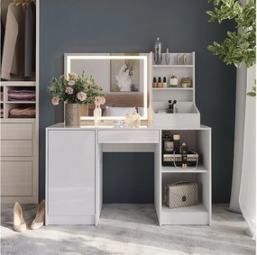 Stół toaletowy biały/biały wysoki połysk 128.2x50.1x76 sherry