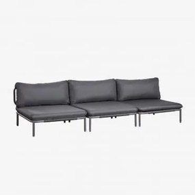 Sofa Modułowy Ogrodowy 3-częściowy Roubly Grafitowa Szarość - Sklum